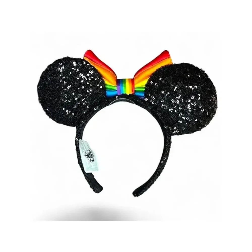 Rainbow Pride Sequin Mouse Ears Headband Festival Park Costume Accessory